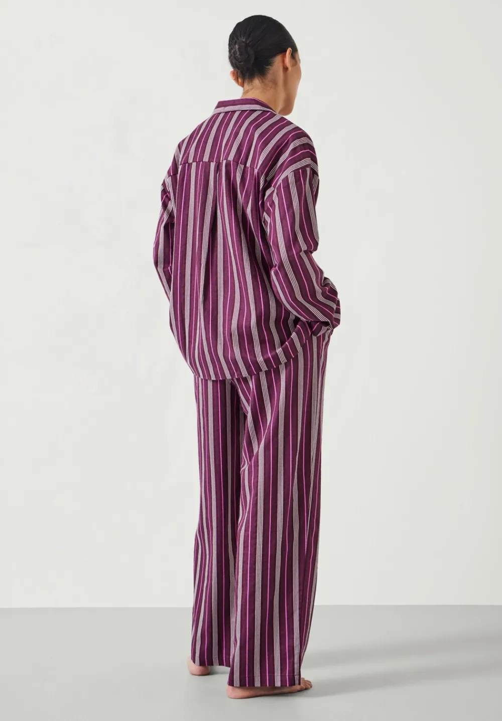 hush Pyjamas & Nightwear|Amita Cotton Flannel Multi Stripe Pyjamas Purple Mix