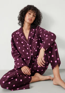hush Pyjamas & Nightwear|Amita Cotton Flannel Polka Dot Pyjamas Purple Mix