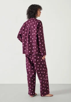 hush Pyjamas & Nightwear|Amita Cotton Flannel Polka Dot Pyjamas Purple Mix