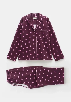 hush Pyjamas & Nightwear|Amita Cotton Flannel Polka Dot Pyjamas Purple Mix
