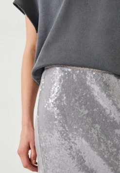 hush Skirts|Anais Sheer Sequin Midi Skirt Opal Grey