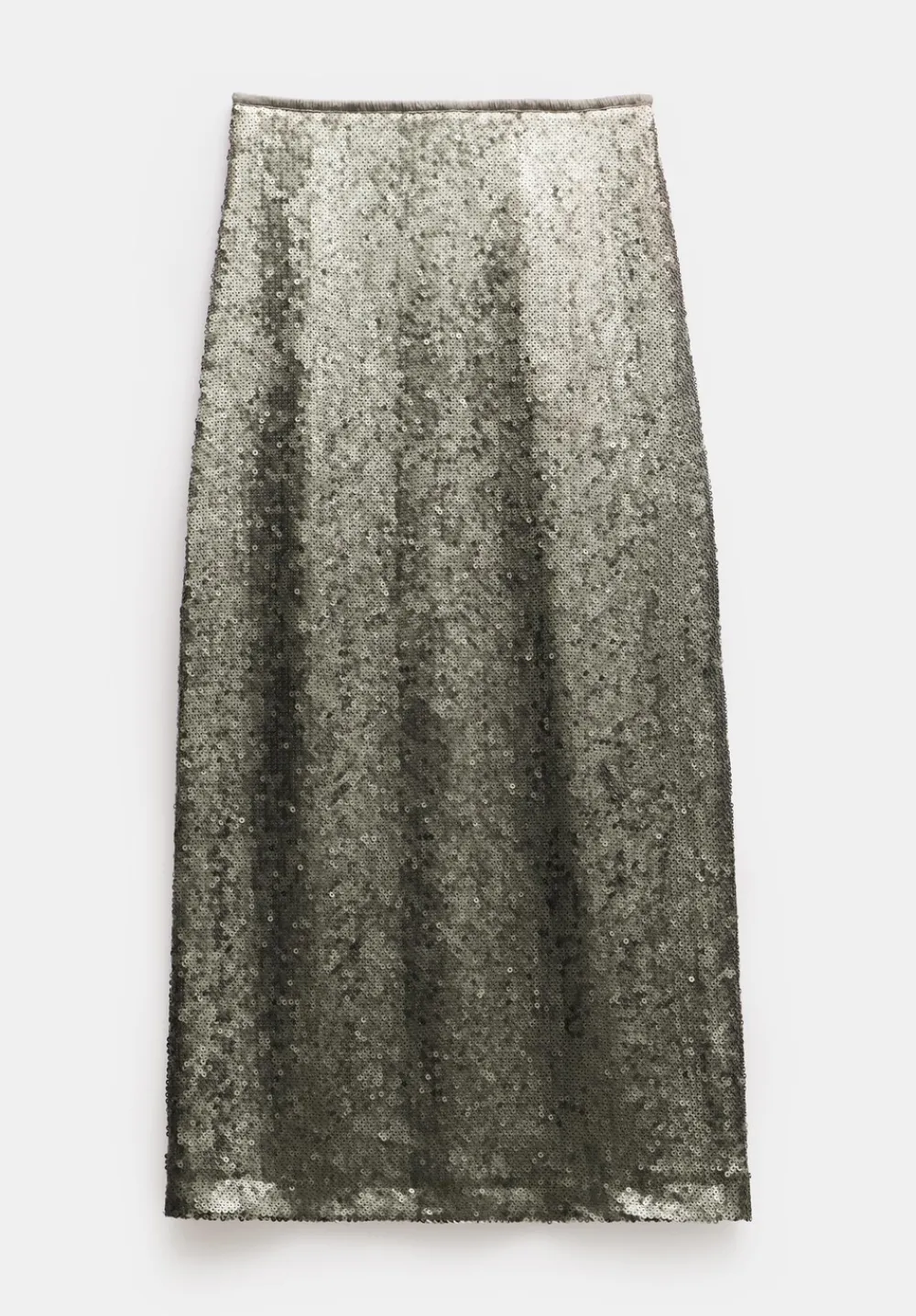 hush Skirts|Anais Sheer Sequin Midi Skirt Matte Khaki Green Sequins
