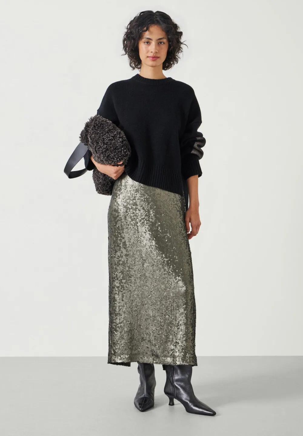 hush Skirts|Anais Sheer Sequin Midi Skirt Matte Khaki Green Sequins