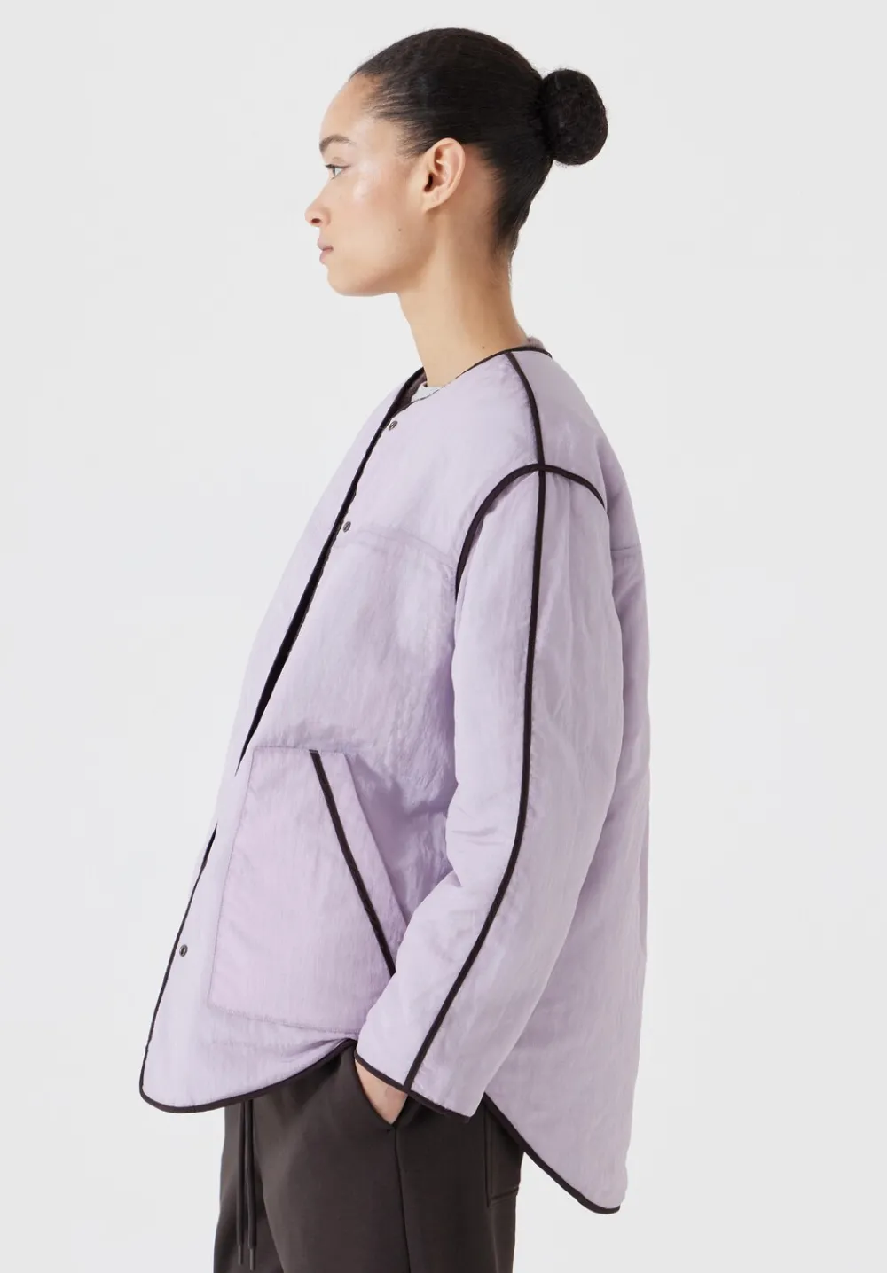 hush Jackets & Coats|Anya Reversible Quilted Liner Chocolate Brown/Lilac