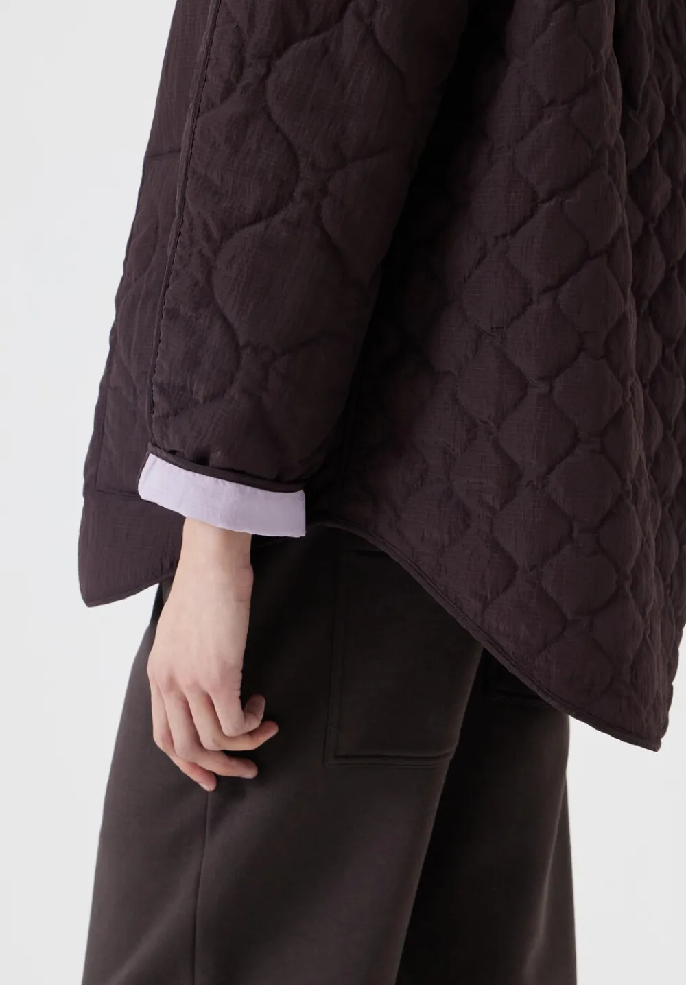 hush Jackets & Coats|Anya Reversible Quilted Liner Chocolate Brown/Lilac