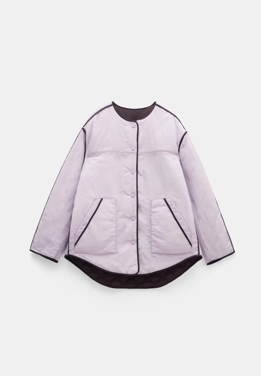 hush Jackets & Coats|Anya Reversible Quilted Liner Chocolate Brown/Lilac
