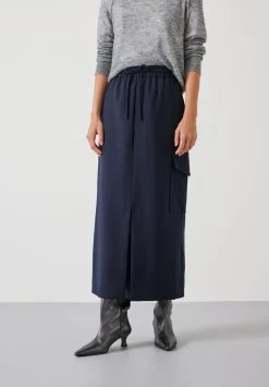 hush Skirts|Aria Cargo Wool Maxi Skirt Navy