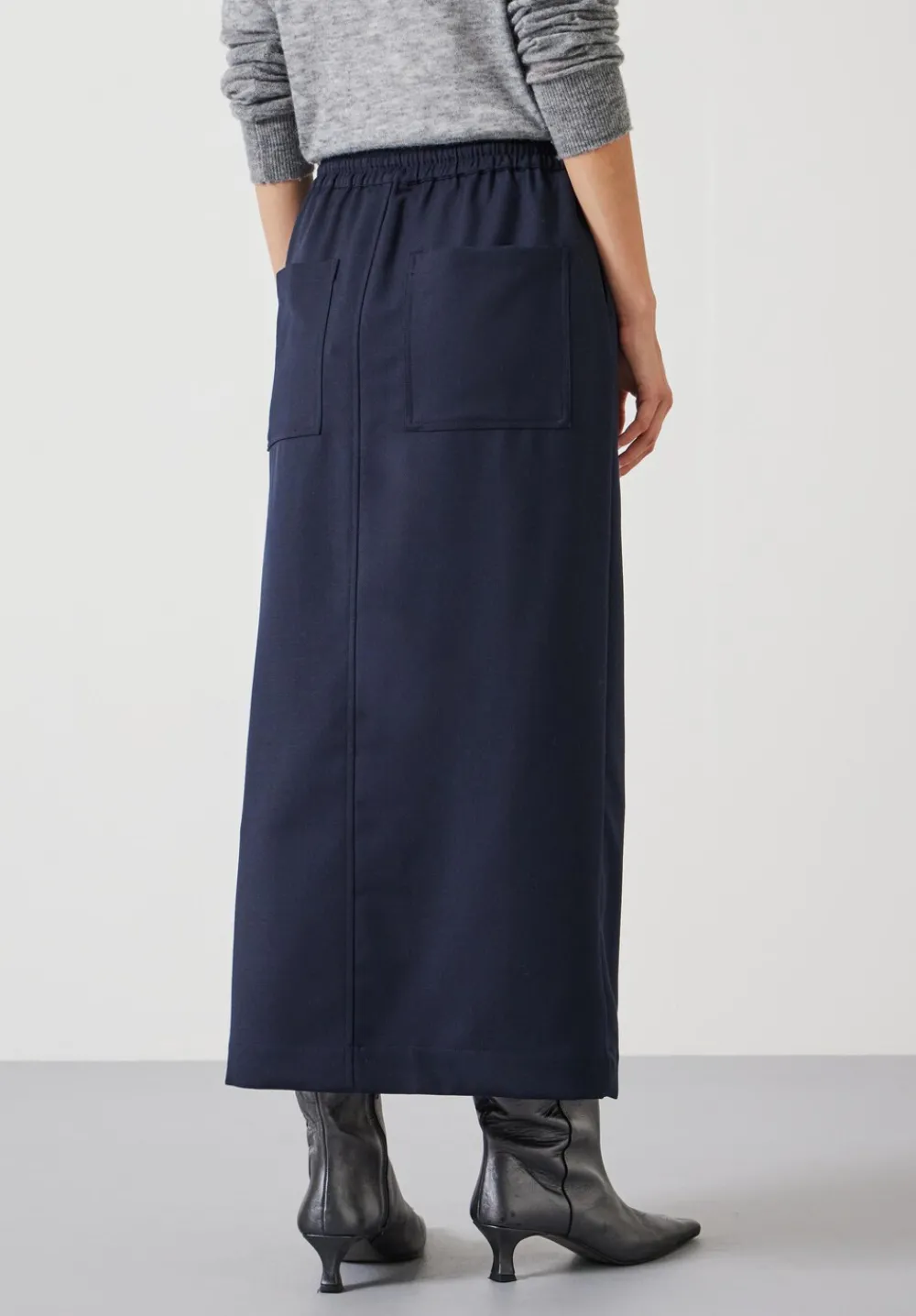 hush Skirts|Aria Cargo Wool Maxi Skirt Navy
