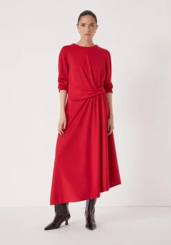 hush Dresses|Asymmetric Hem Jersey Dress Scarlet Red