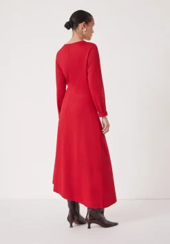 hush Dresses|Asymmetric Hem Jersey Dress Scarlet Red