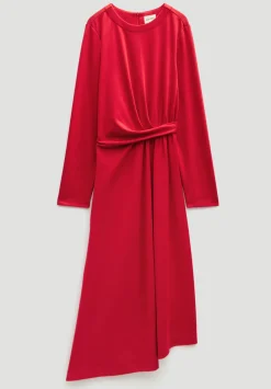 hush Dresses|Asymmetric Hem Jersey Dress Scarlet Red