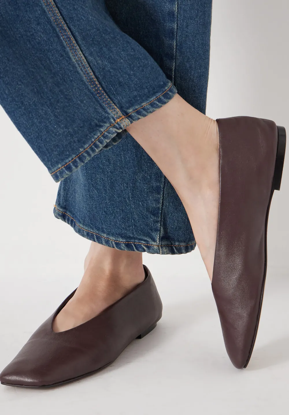 hush Flats|Sandals|Asymmetric Leather Ballet Flats Wine Red