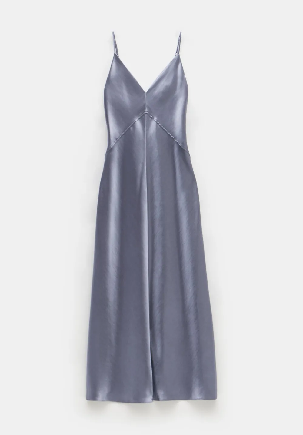 hush Dresses|Aurora Satin Slip Maxi Dress Gunmetal Silver