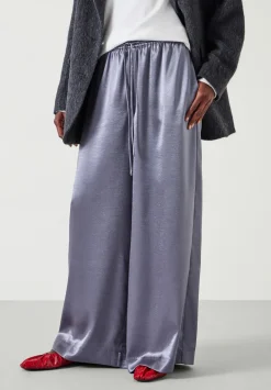hush Trousers|Aurora Satin Wide Leg Trousers Gunmetal