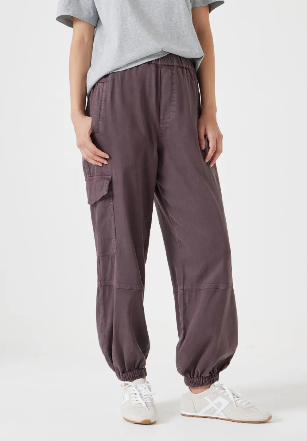 hush Trousers|Ava Washed Cargo Raisin Brown