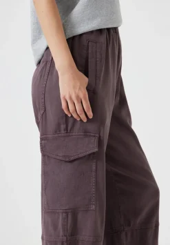 hush Trousers|Ava Washed Cargo Raisin Brown