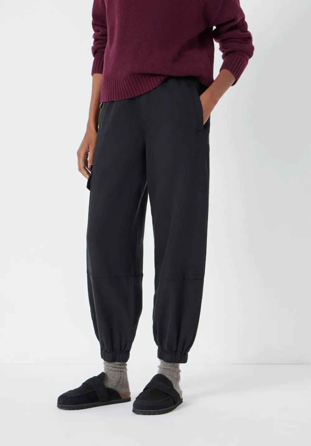 hush Trousers|Ava Washed Cargo Trousers Washed Black
