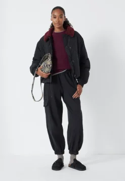 hush Trousers|Ava Washed Cargo Trousers Washed Black