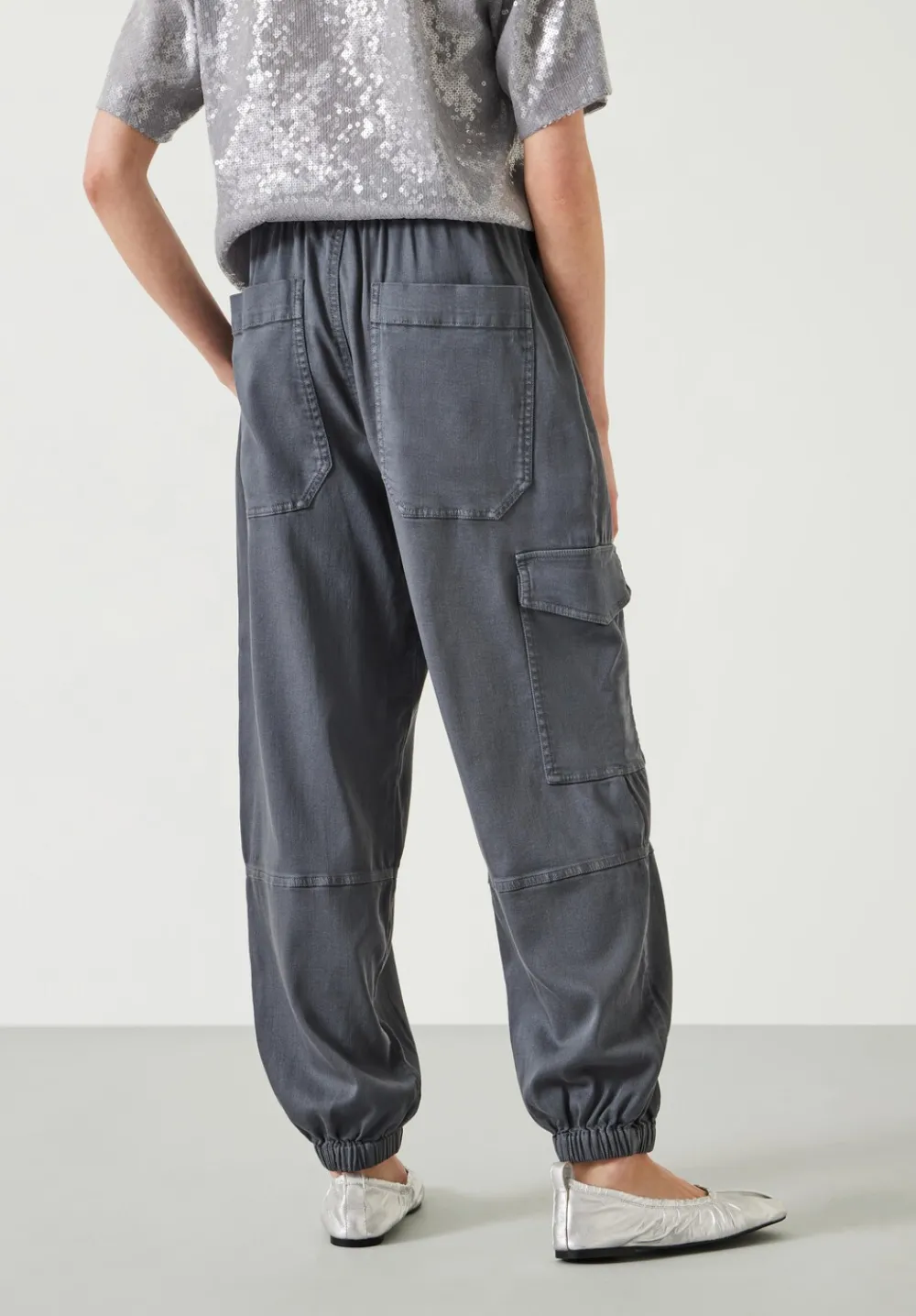 hush Trousers|Ava Washed Cargo Trousers Steel Blue