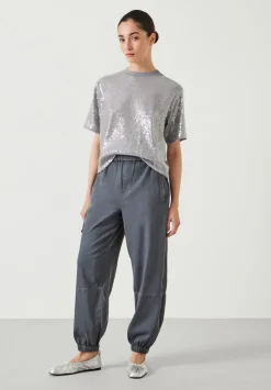 hush Trousers|Ava Washed Cargo Trousers Steel Blue
