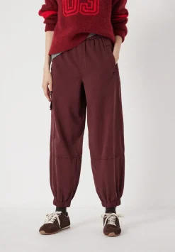 hush Trousers|Ava Washed Cargo Trousers Burgundy