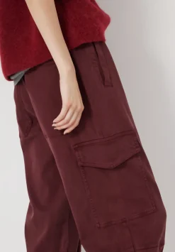 hush Trousers|Ava Washed Cargo Trousers Burgundy