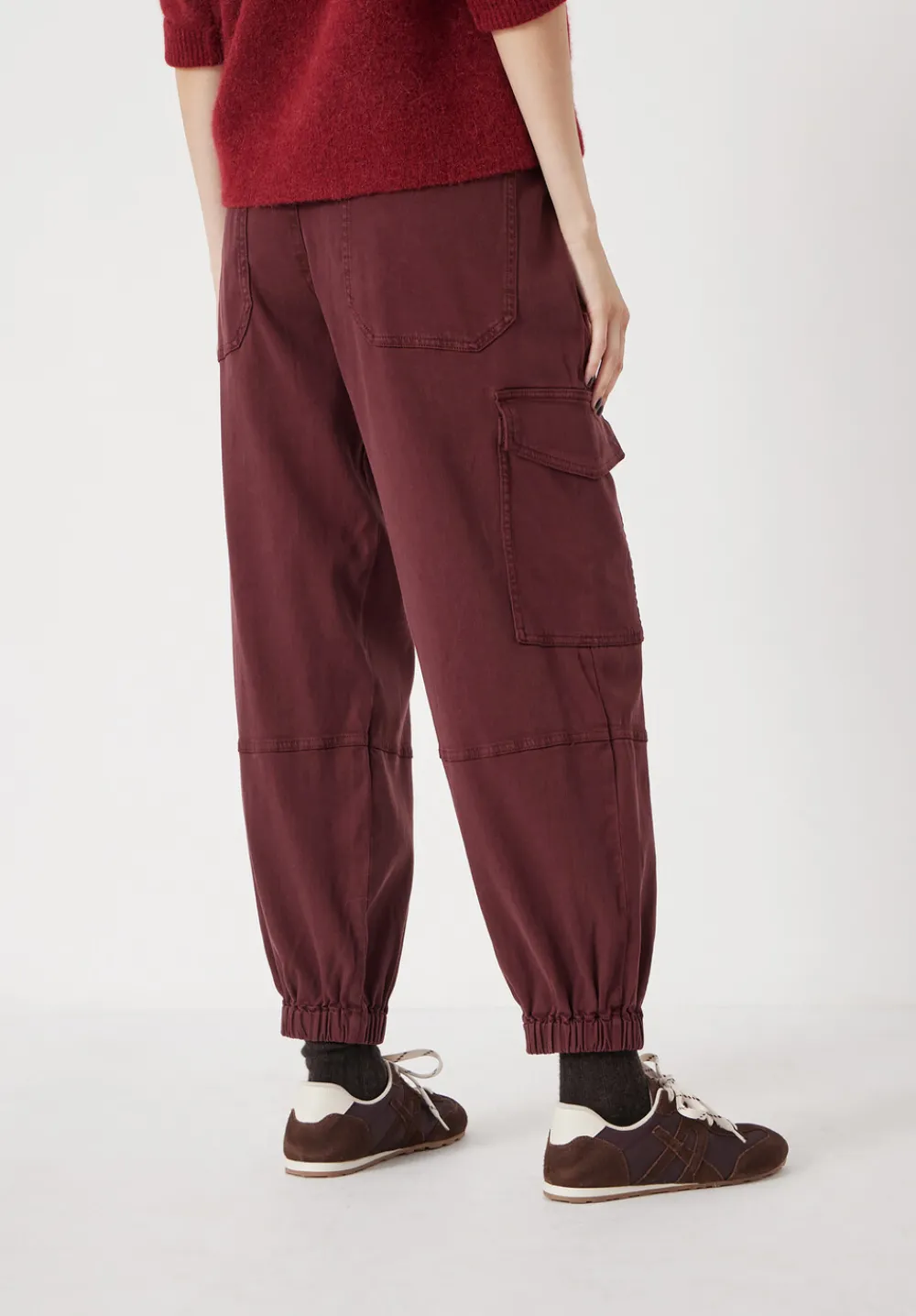 hush Trousers|Ava Washed Cargo Trousers Burgundy