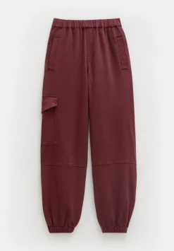 hush Trousers|Ava Washed Cargo Trousers Burgundy