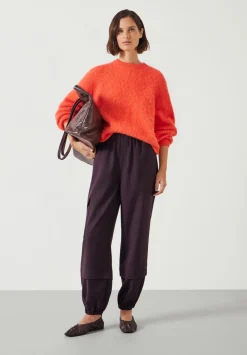 hush Trousers|Ava Wool Cargo Trousers Burgundy Red