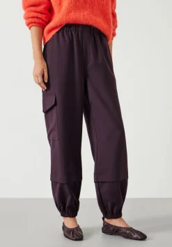 hush Trousers|Ava Wool Cargo Trousers Burgundy Red