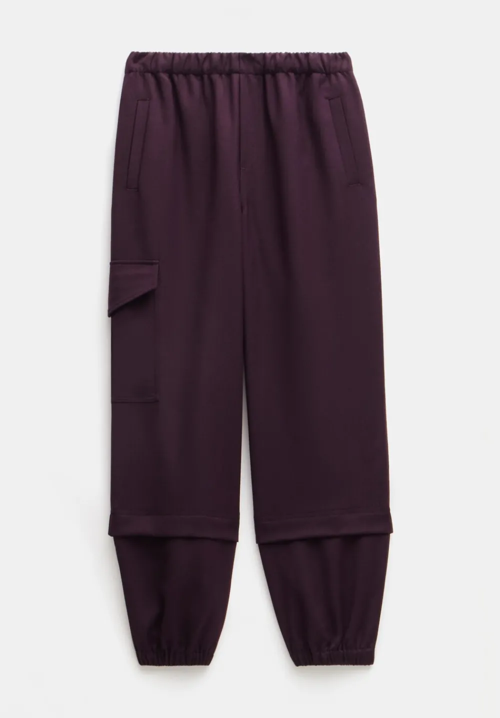 hush Trousers|Ava Wool Cargo Trousers Burgundy Red