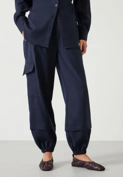 hush Trousers|Ava Wool Cargo Trousers Navy