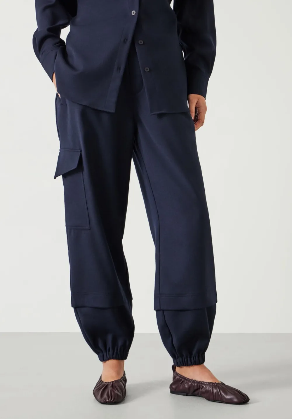 hush Trousers|Ava Wool Cargo Trousers Navy
