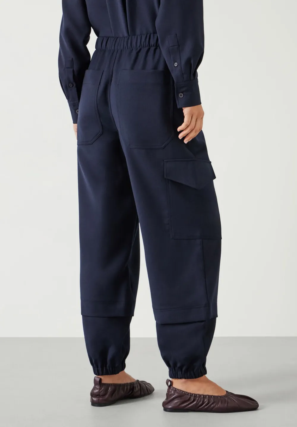 hush Trousers|Ava Wool Cargo Trousers Navy