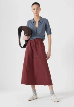 hush Skirts|Aya Technical Pull On Midi Skirt Port Red
