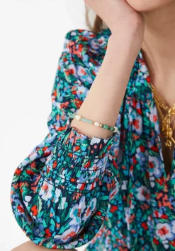 hush Jewellery|Azalea Semi Precious Bracelet Gold/Green