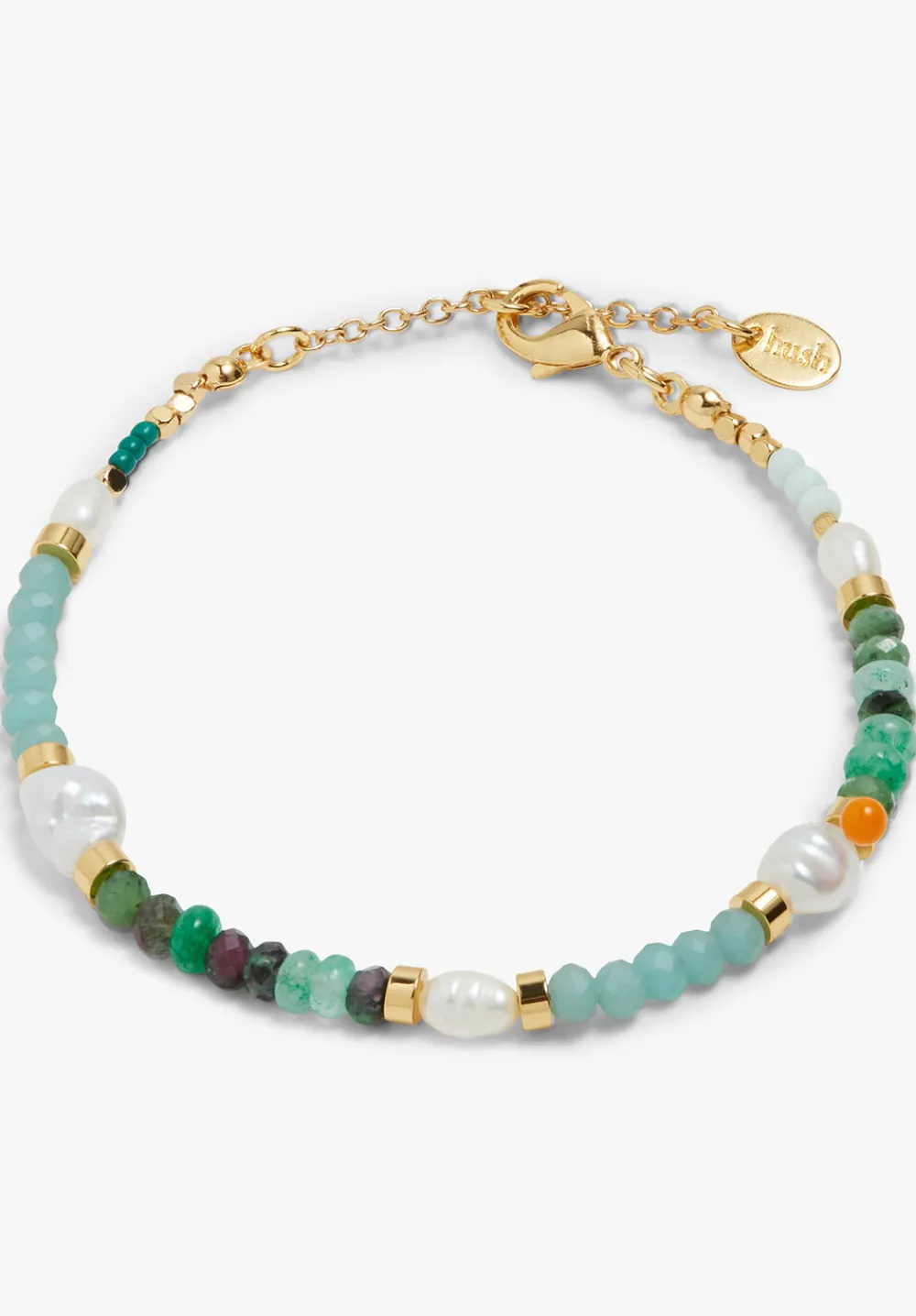 hush Jewellery|Azalea Semi Precious Bracelet Gold/Green
