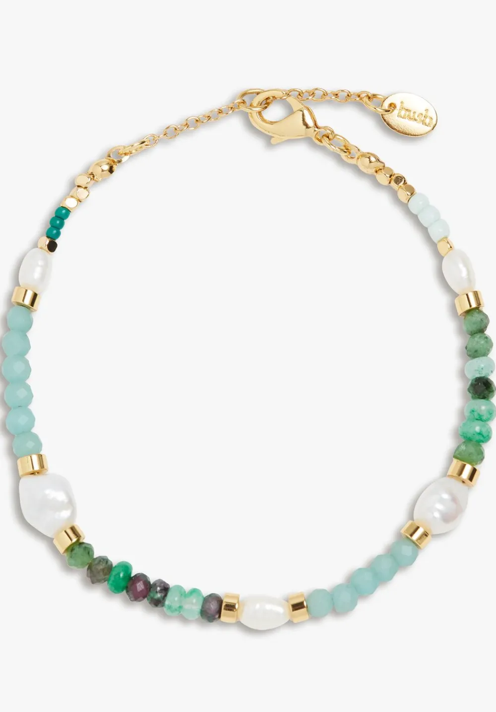 hush Jewellery|Azalea Semi Precious Bracelet Gold/Green