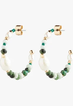 hush Jewellery|Azalea Semi Precious Hoops Gold/Green