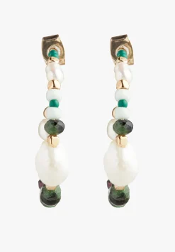 hush Jewellery|Azalea Semi Precious Hoops Gold/Green