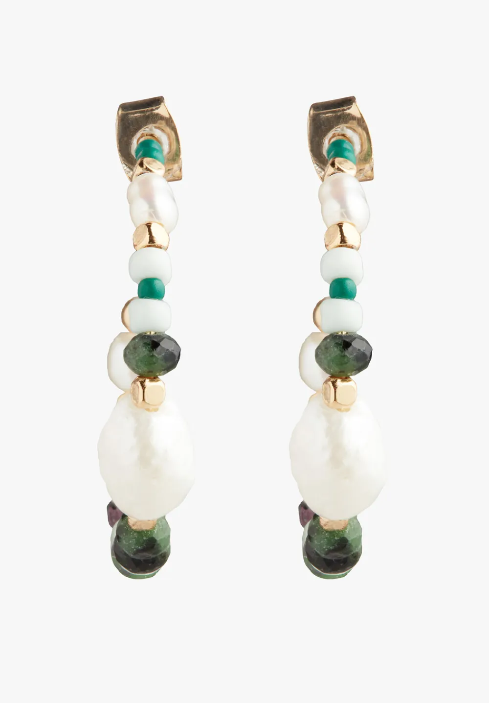 hush Jewellery|Azalea Semi Precious Hoops Gold/Green