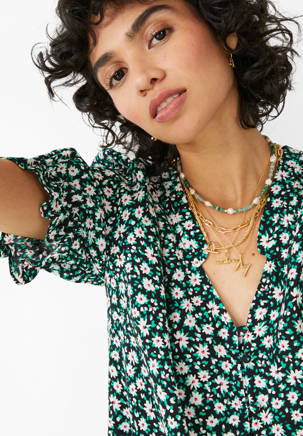 hush Jewellery|Azalea Semi Precious Necklace Gold/Green