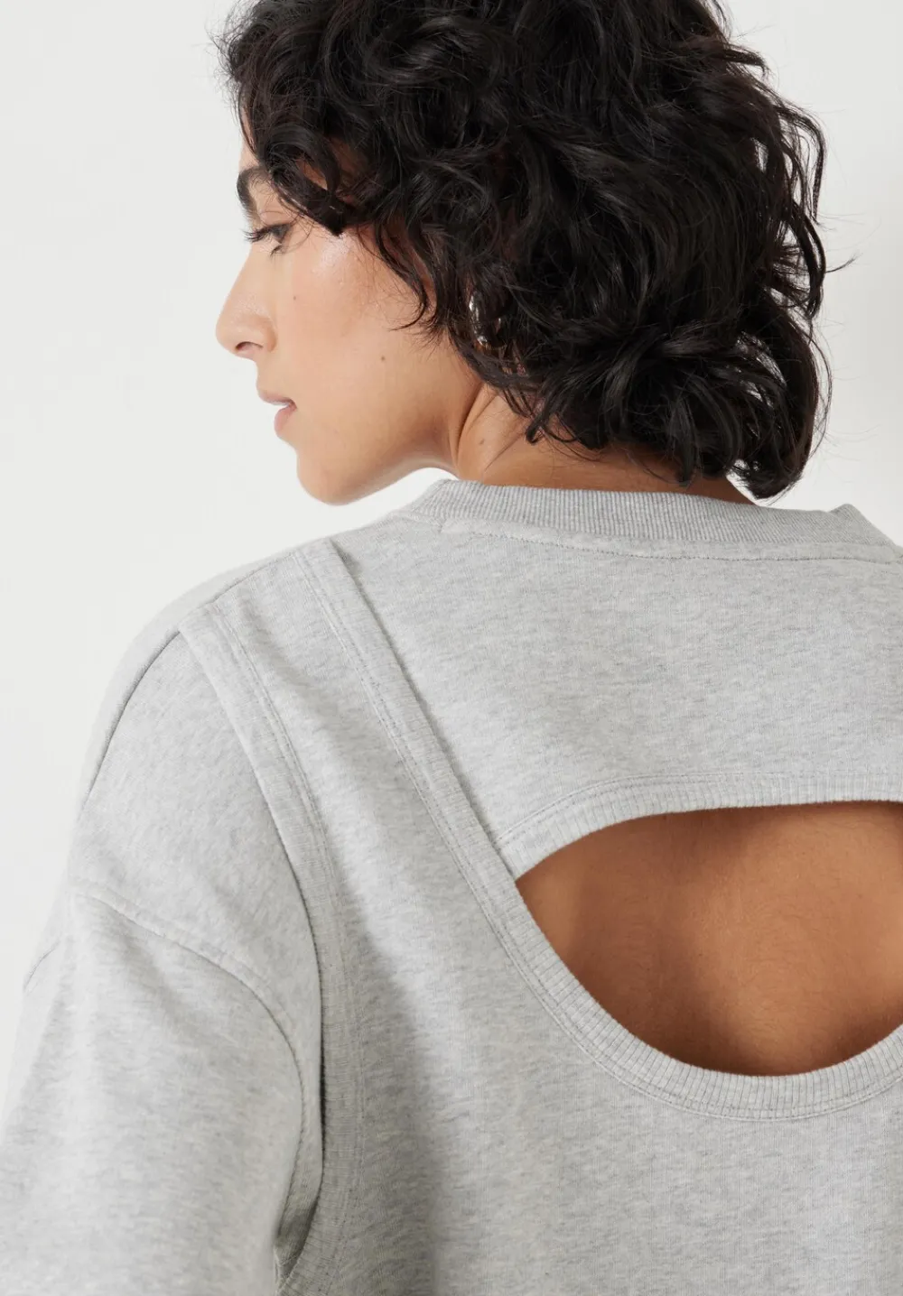 hush Sweatshirts & Hoodies|Back Detail Sweatshirt Grey Marl