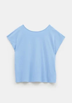 hush Tops & T-Shirts|Back Scoop Detail Cotton T-Shirt Mid Blue