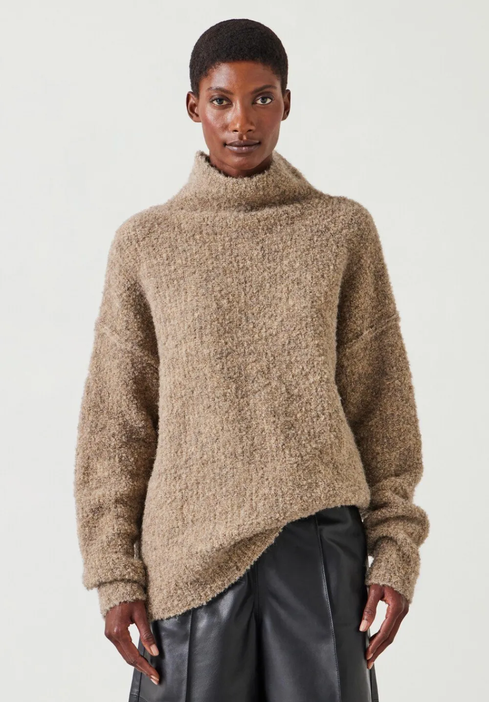 hush Jumpers & Cardigans|Bailey Boucle Funnel Jumper Oatmeal