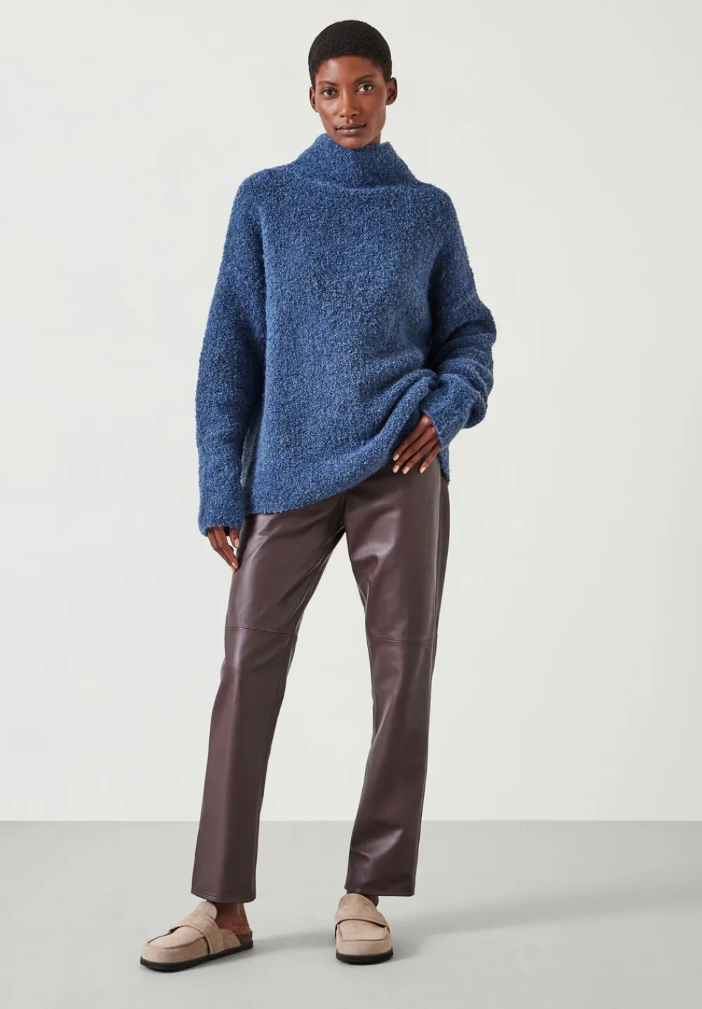 hush Jumpers & Cardigans|Bailey Boucle Funnel Jumper Blue