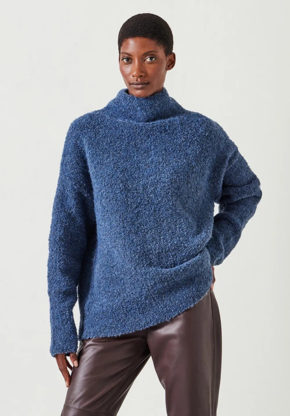 hush Jumpers & Cardigans|Bailey Boucle Funnel Jumper Blue