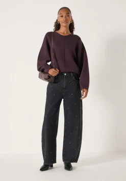 hush Sweatshirts & Hoodies|Barrel Sleeve Sweatshirt Plum Purple