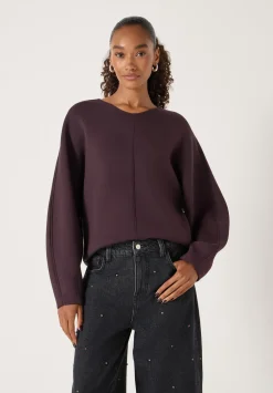 hush Sweatshirts & Hoodies|Barrel Sleeve Sweatshirt Plum Purple
