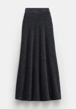 hush Skirts|Bea Boucle Knitted Midi Skirt Charcoal Marl